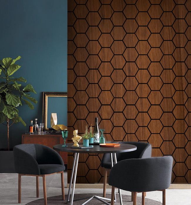 18mm Hexagon Acoustic Wall Panel 26.7" Long x 21.6" Wide - Brown