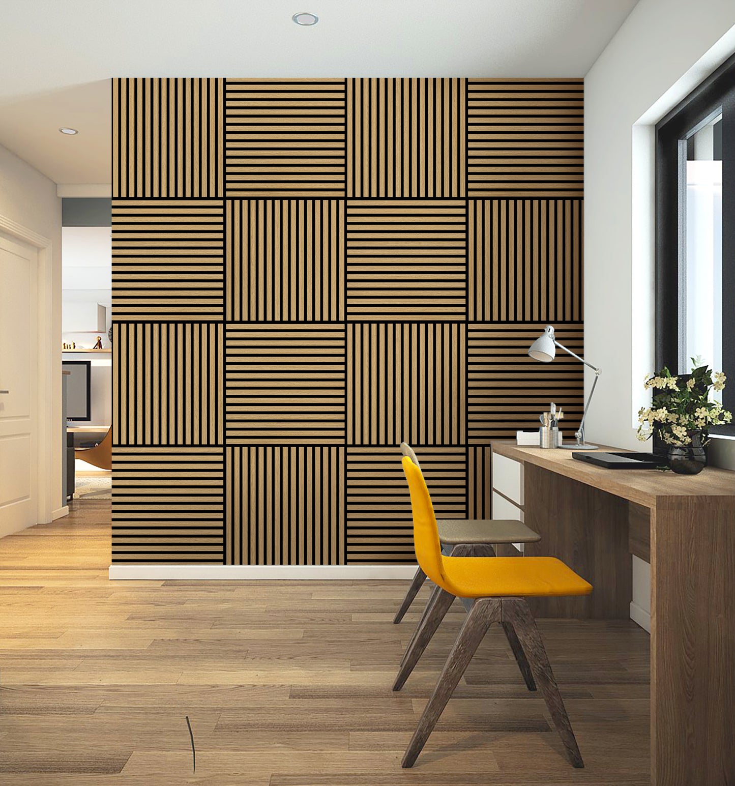 18mm Slat Acoustic Wall Panel 24" Long x 24" Wide - Natural