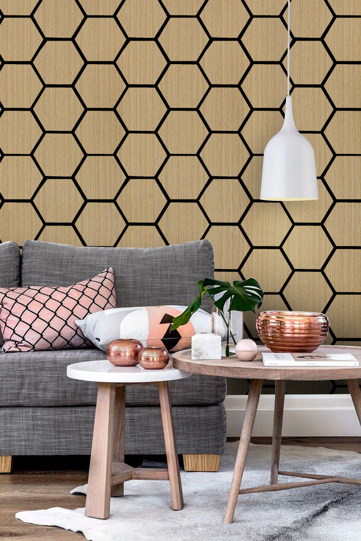 18mm Hexagon Acoustic Wall Panel 26.7" Long x 21.6" Wide - Natural