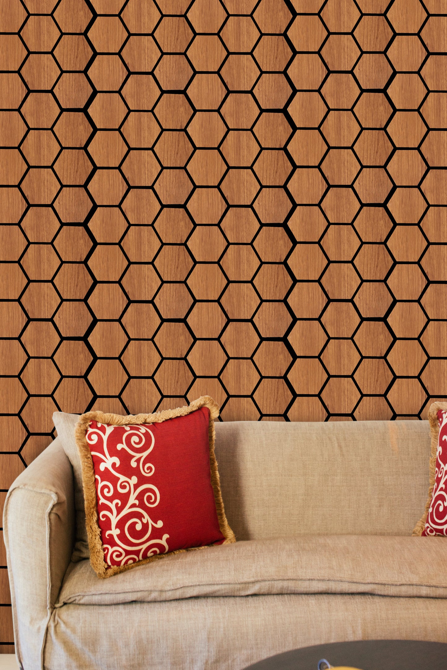 18mm Hexagon Acoustic Wall Panel 26.7" Long x 21.6" Wide - Brown