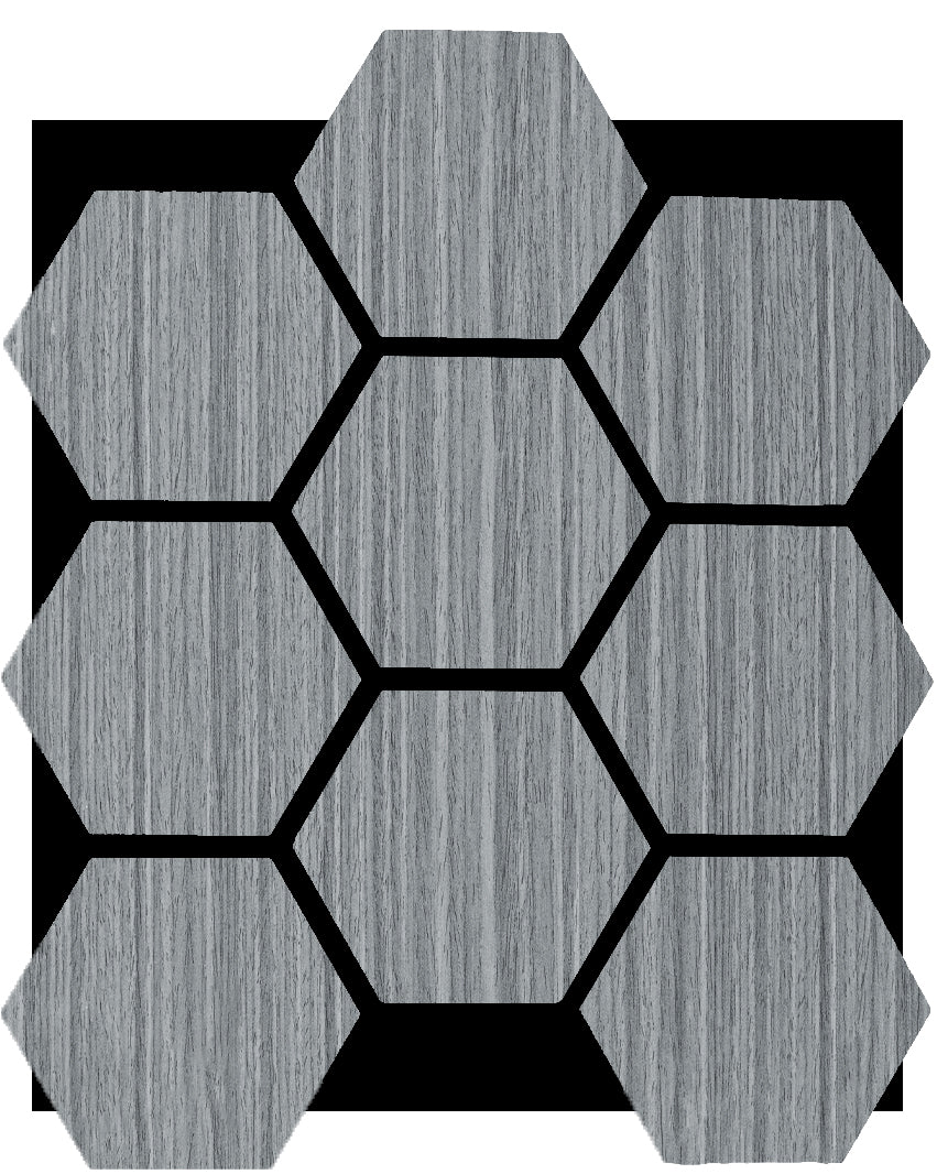 18mm Hexagon Acoustic Wall Panel 26.7" Long x 21.6" Wide - Gray