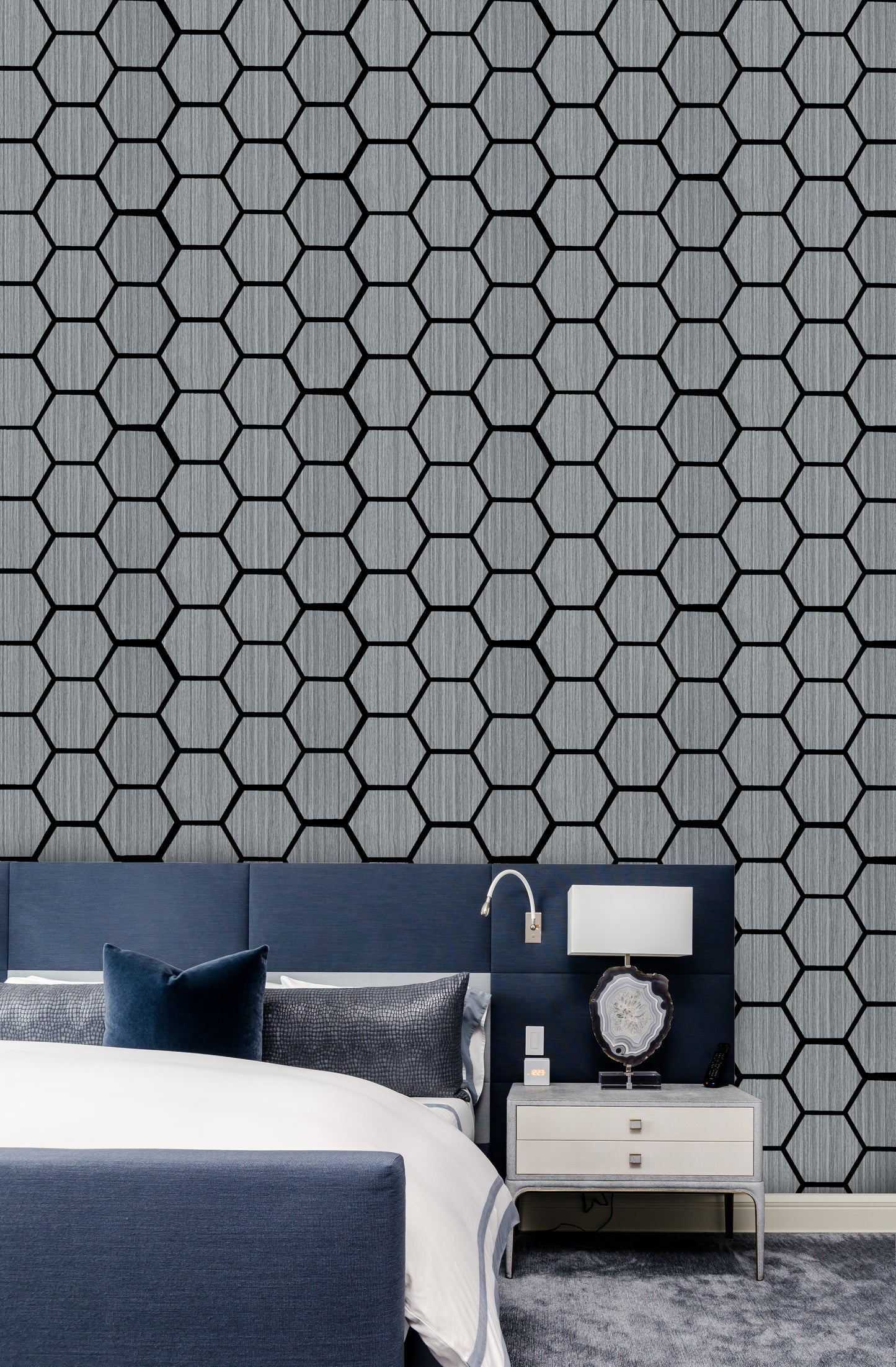 18mm Hexagon Acoustic Wall Panel 26.7" Long x 21.6" Wide - Gray