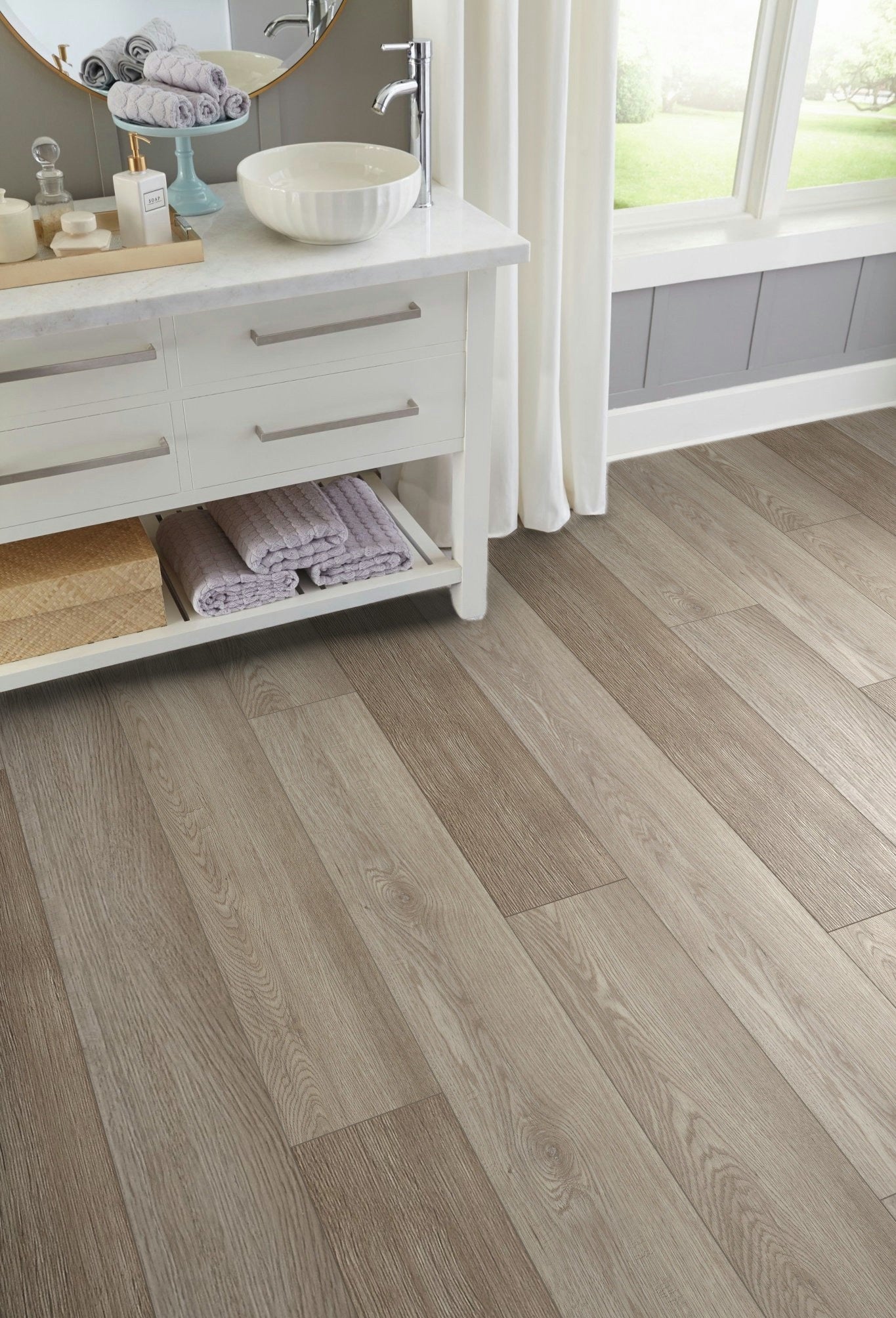 5mm Thick Rigid Core Vinyl Plank Flooring 5.91 in. Width x 48 in. Length (27.56 sq. ft. per box) - Smoked Timber- Sample