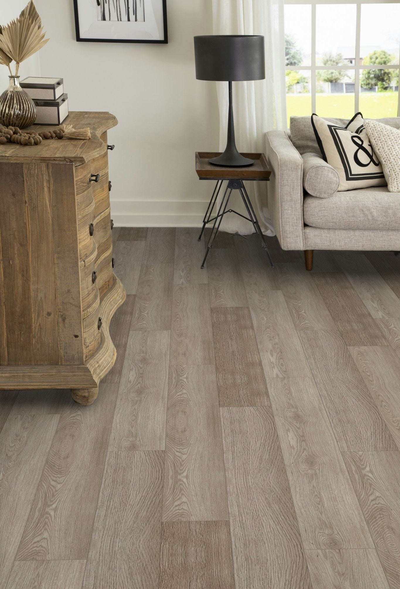 5mm Thick Rigid Core Vinyl Plank Flooring 5.91 in. Width x 48 in. Length (27.56 sq. ft. per box) - Smoked Timber- Sample