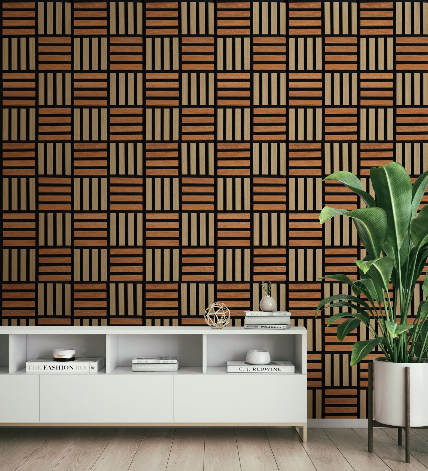 21mm Crosshatch Mosaic Acoustic Wall Panel 31.50" Long x 15.75" Wide - Natural and Brown